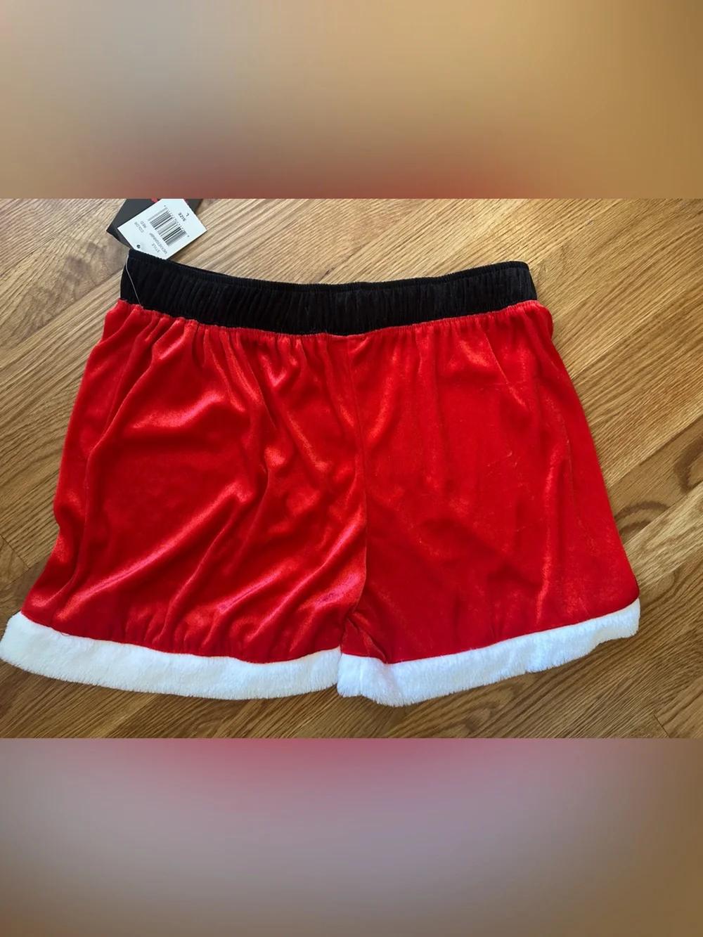 Santa Belt Boxer Shorts - Red with White Trim-large